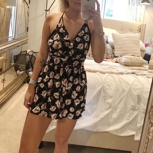 Black floral romper